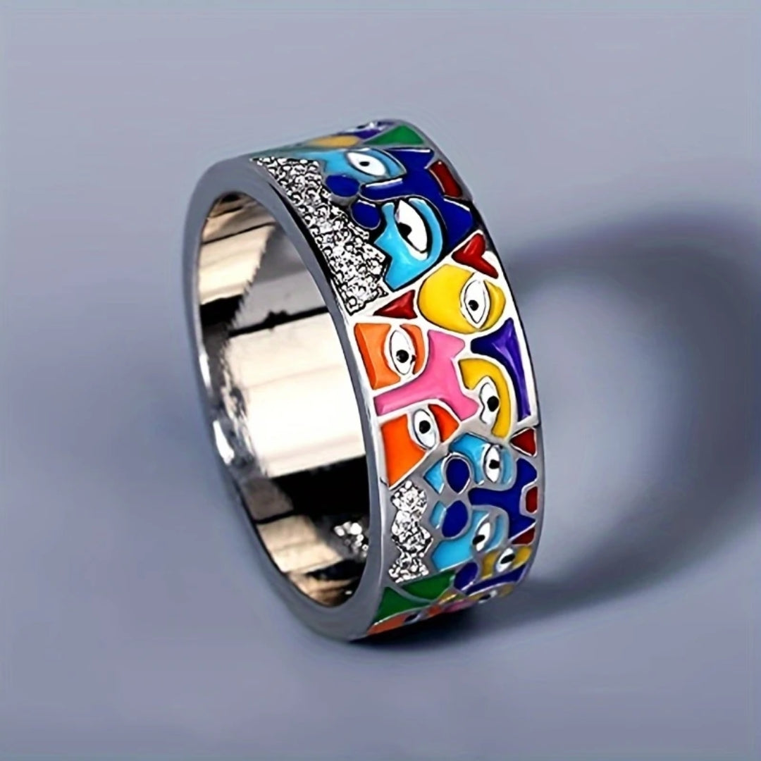 Colorful eye silver ring "Cocktail Hour" – Elegant & refined