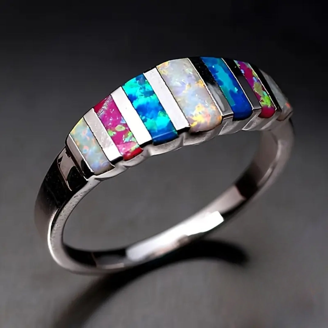 Colorful opal stones silver ring "Cocktail Hour" – Elegant & refined