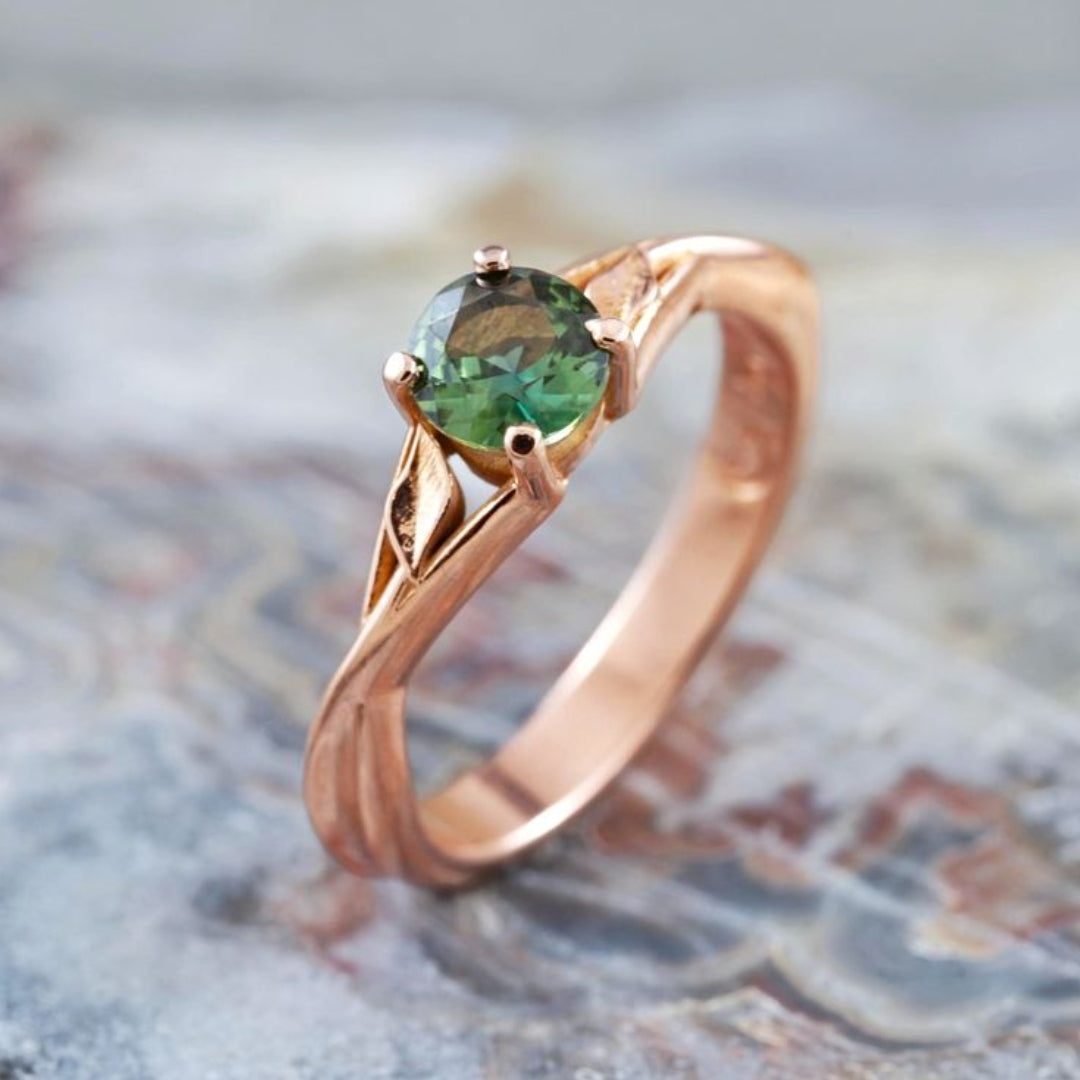 Green crystal rose ring