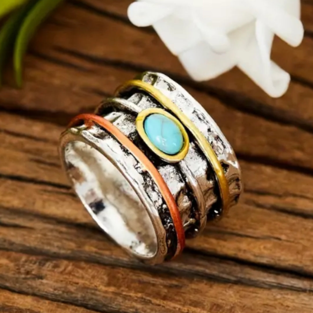 Blue stone silvered ring "Sunset Soirée" – Elegant & refined