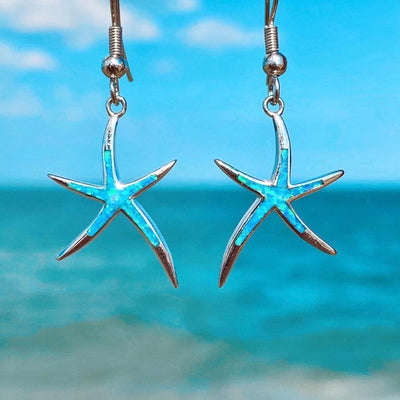 Opal and silver starfish earrings "Beach Walk" – Elegant & natural
