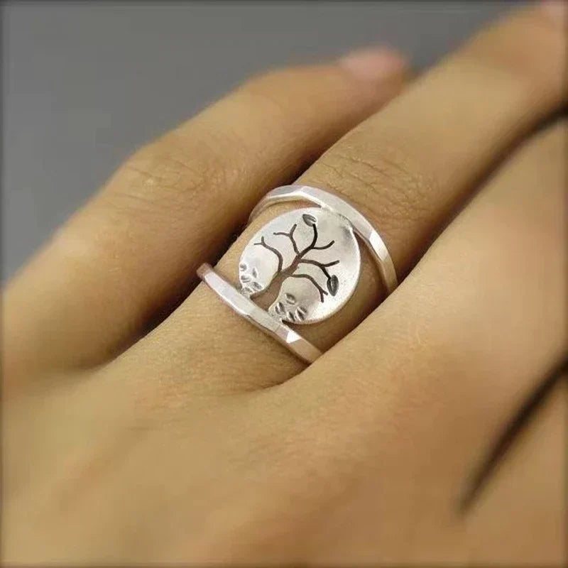 Tree of Life Adjustable Silver Ring "Romantic Dinner" – Elegant & refined
