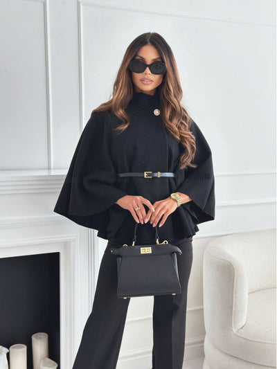 Wool batwing coat "City Rooftop" – Elegant & refined