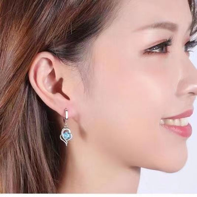 Eclipse Heart Drop Blue Earrings