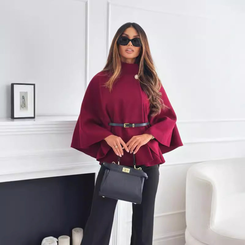 Wool batwing coat "City Rooftop" – Elegant & refined