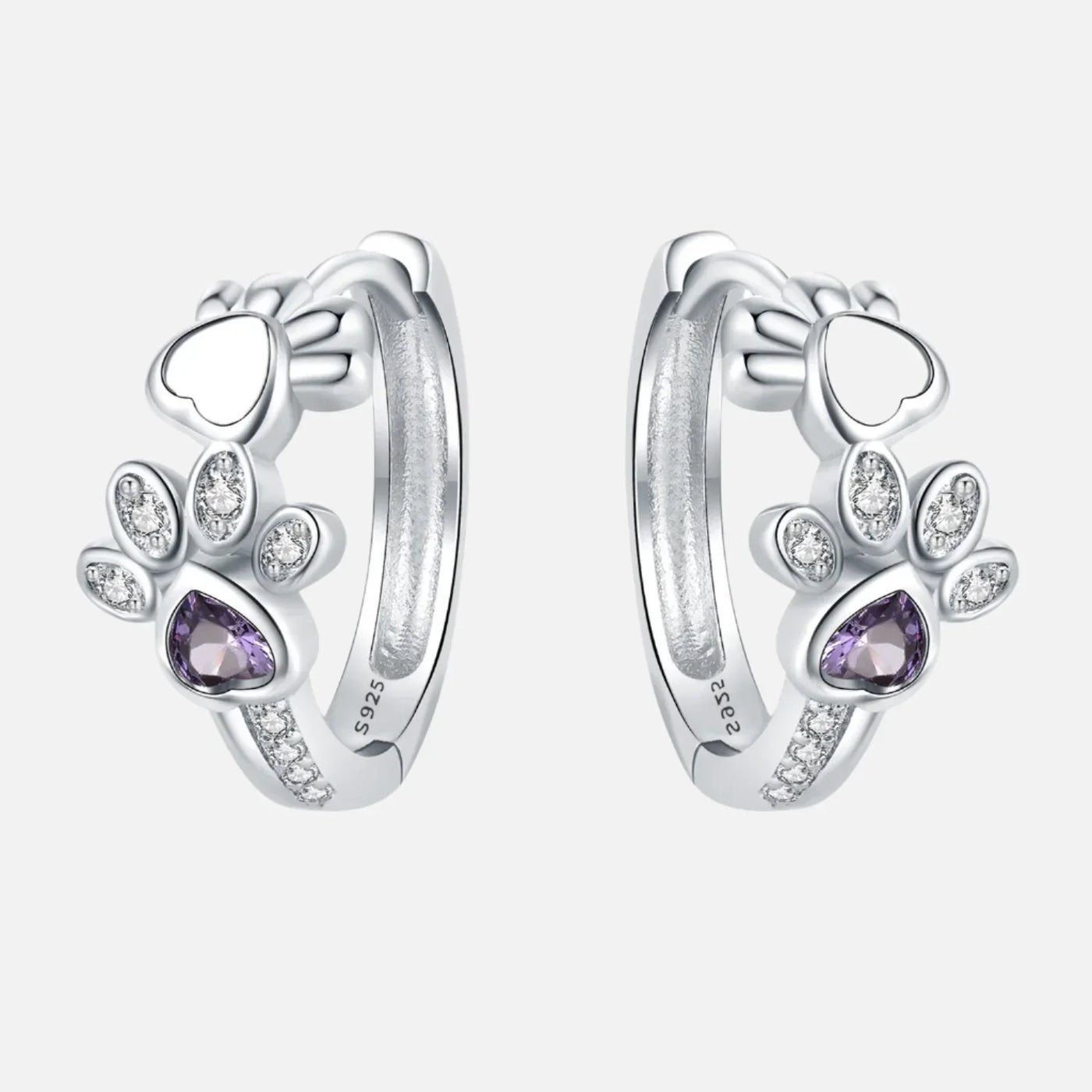 Paw Huggie Earrings in 925 Sterling Silver
