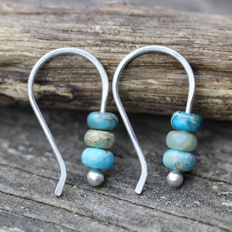 Turquoise beaded earrings "Sunset Soirée" – Elegant & refined