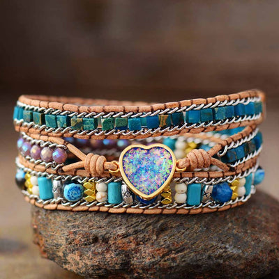 Unique Jasper Leather Bracelet