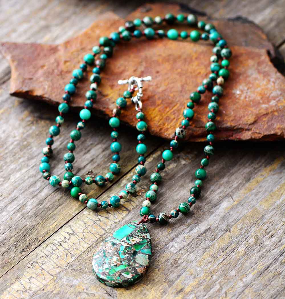 Imperial Natural Moss Stone Necklace