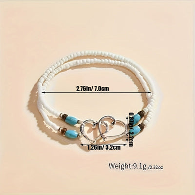 Elegant Double Heart Anklet Set