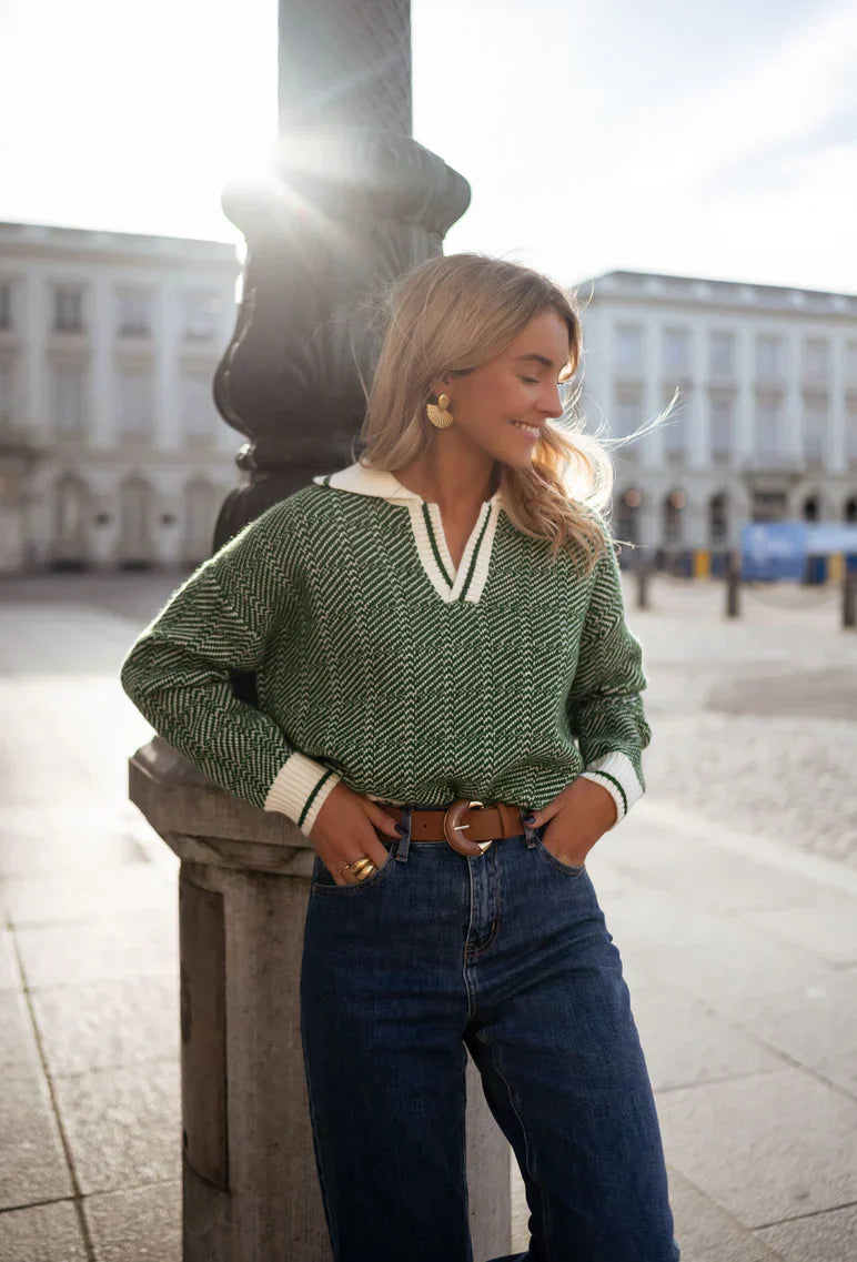 Linen v-neck sweater "Sunset Soirée" – Elegant & refined