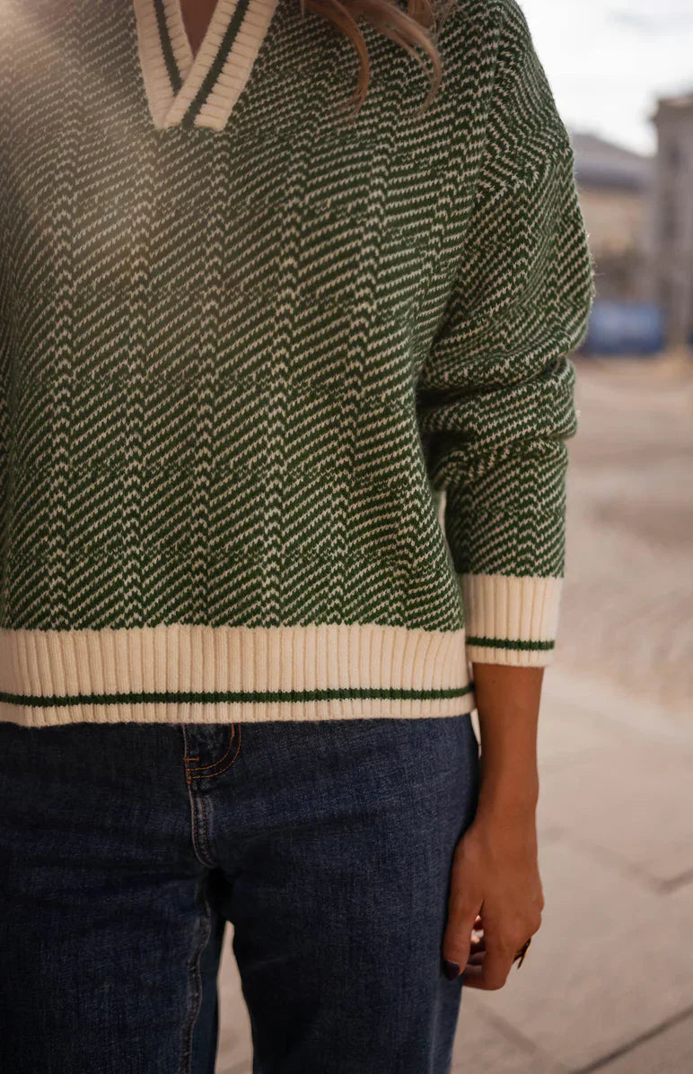 Linen v-neck sweater "Sunset Soirée" – Elegant & refined