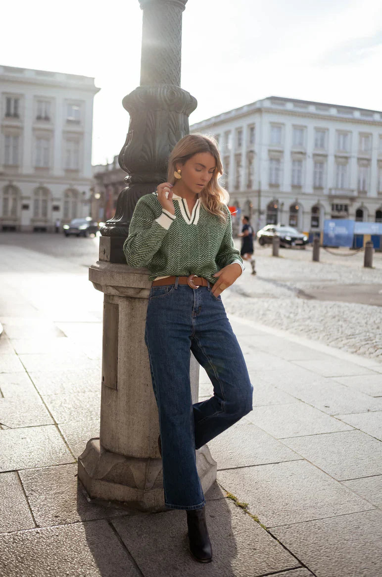Linen v-neck sweater "Sunset Soirée" – Elegant & refined