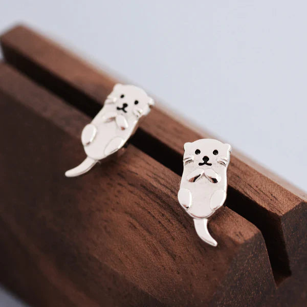 Sterling silver otter stud earrings "Weekend Getaway" – Joyful & polished
