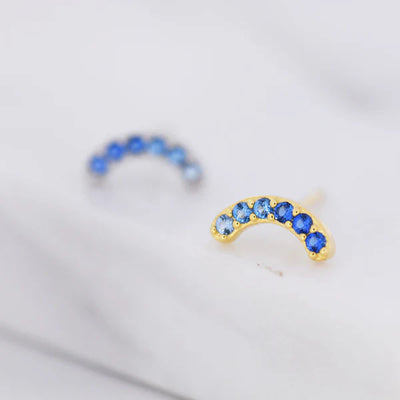 Sapphire Blue Arch Stud Earrings "Cocktail Hour" – Chic & casual