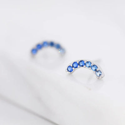 Sapphire Blue Arch Stud Earrings "Cocktail Hour" – Chic & casual