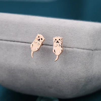 Sterling silver otter stud earrings "Weekend Getaway" – Joyful & polished
