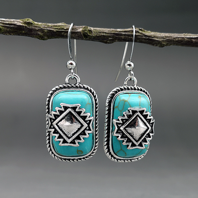 Silver plated turquoise stone earrings "Beach Walk" – Elegant & refined