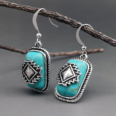 Silver plated turquoise stone earrings "Beach Walk" – Elegant & refined