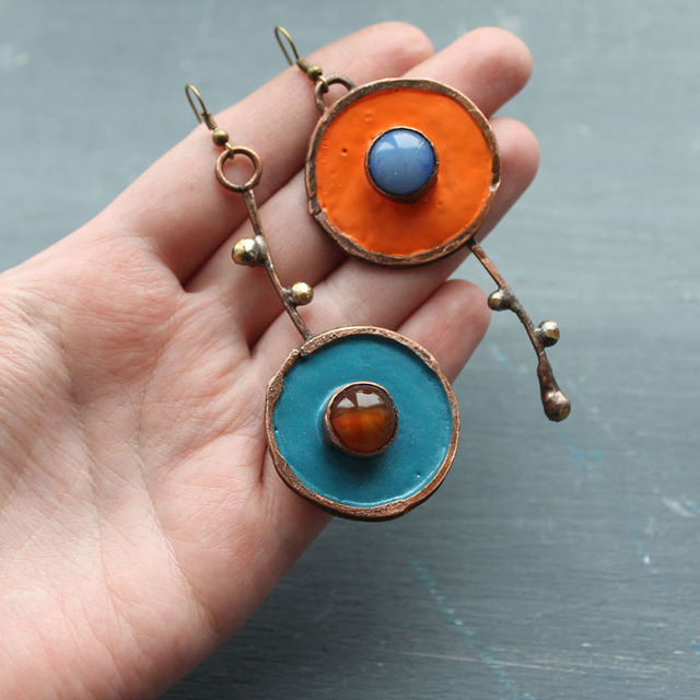 Boho handpainted earrings "Sunset Soirée" – Carefree & beautiful