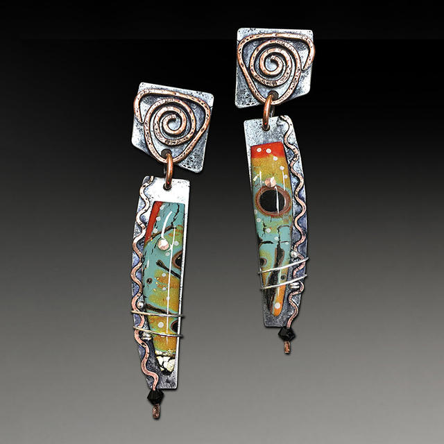 Multicoloured enamel silver earrings "Garden Party" – Elegant & vibrant