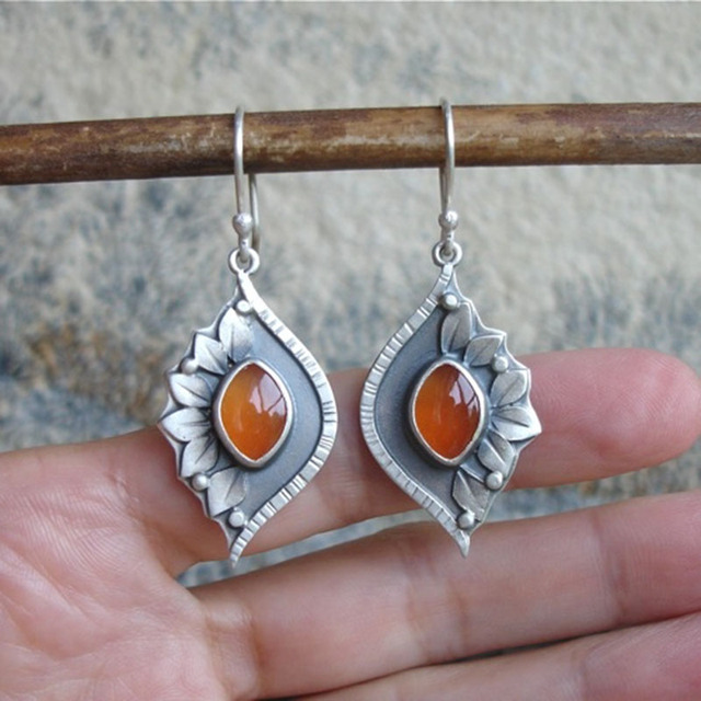 Orange boho earrings with crystals "Sunset Soirée" – Chic & casual