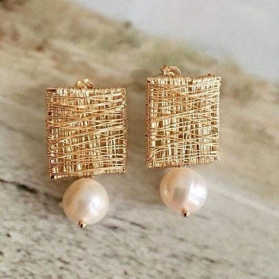 Vintage golden threads with pearls earrings "Cocktail Hour" – Elegant & refined