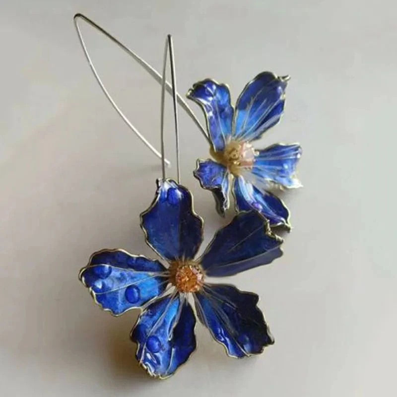 Blue vintage flower earrings "Garden Party" – Elegant & refined