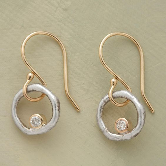 Vintage Gold & Silver Zirconia Earrings "Cocktail Hour" – Elegant & refined