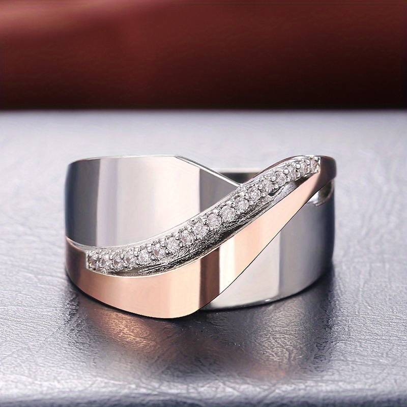 Vintage rose gold & silver zirconia ring "Romantic Dinner" – Elegant & refined