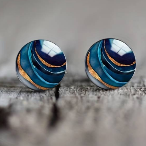 Vintage blue rounded earrings "Sunset Soirée" – Elegant & refined