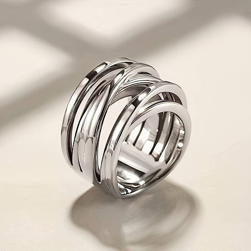 Vintage layered silver ring "Sunset Soirée" – Elegant & refined