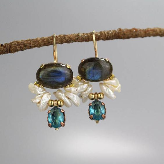 Blue ocean stone earrings "Sunset Soirée" – Elegant & refined