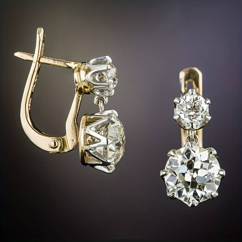 Vintage Gold & Zirconia Earrings "Cocktail Hour" – Elegant & refined