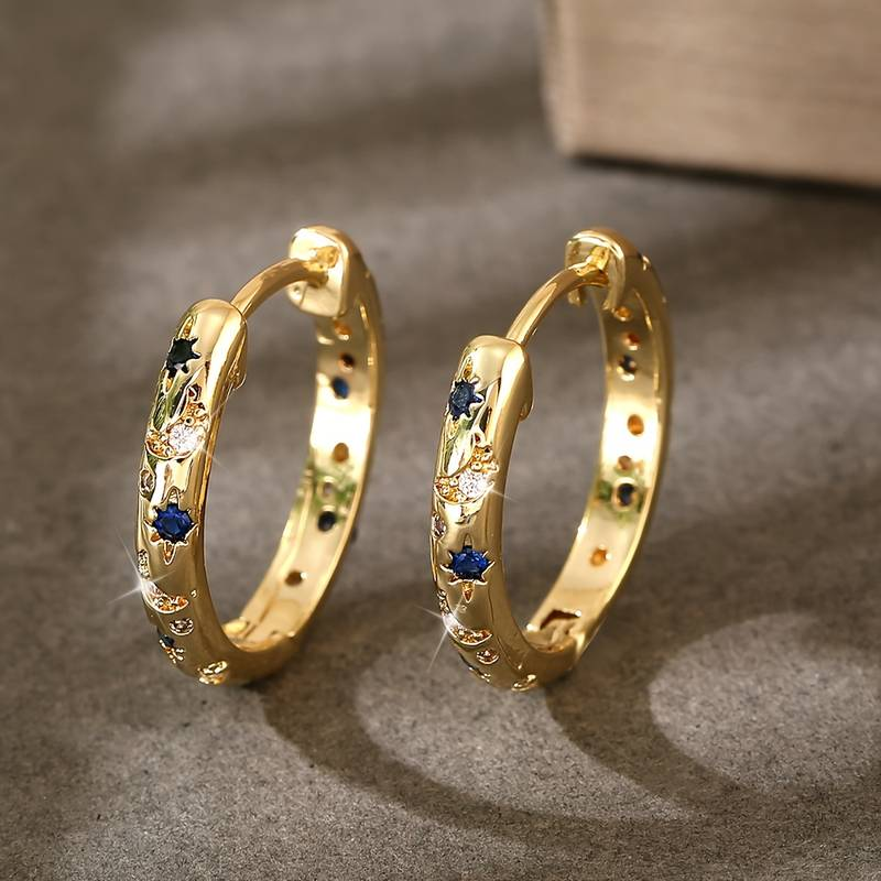 Vintage golden bright hoop earrings "Cocktail Hour" – Elegant & vibrant