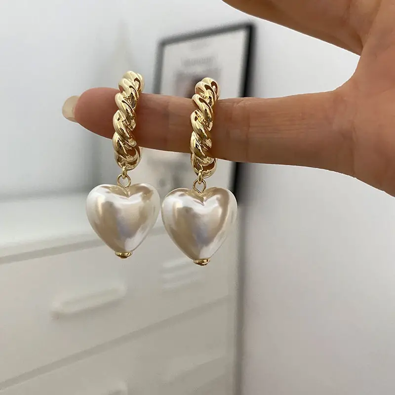 Pearl heart earrings "Romantic Dinner" – Elegant & refined