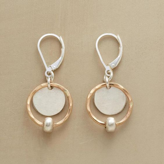 Vintage Gold & Silver Saturn Earrings "Cocktail Hour" – Elegant & refined