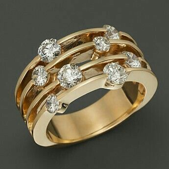 Vintage golden layered zirconia ring "Romantic Dinner" – Elegant & refined