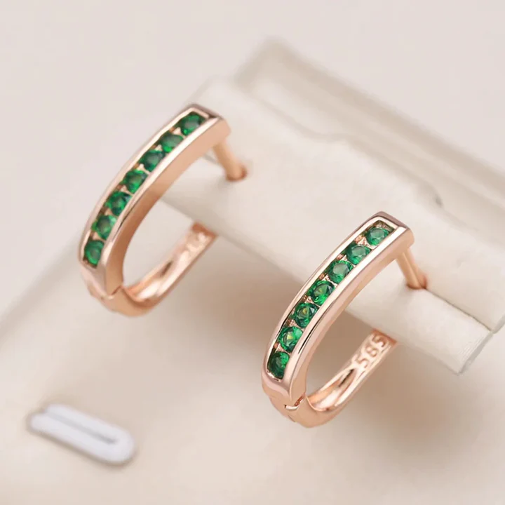 Elegant Green Inlaid Zirconia Earrings "Cocktail Hour" – Elegant & refined