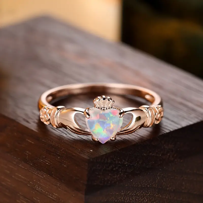 Rose Opal Crown Ring "Cocktail Hour" – Elegant & refined