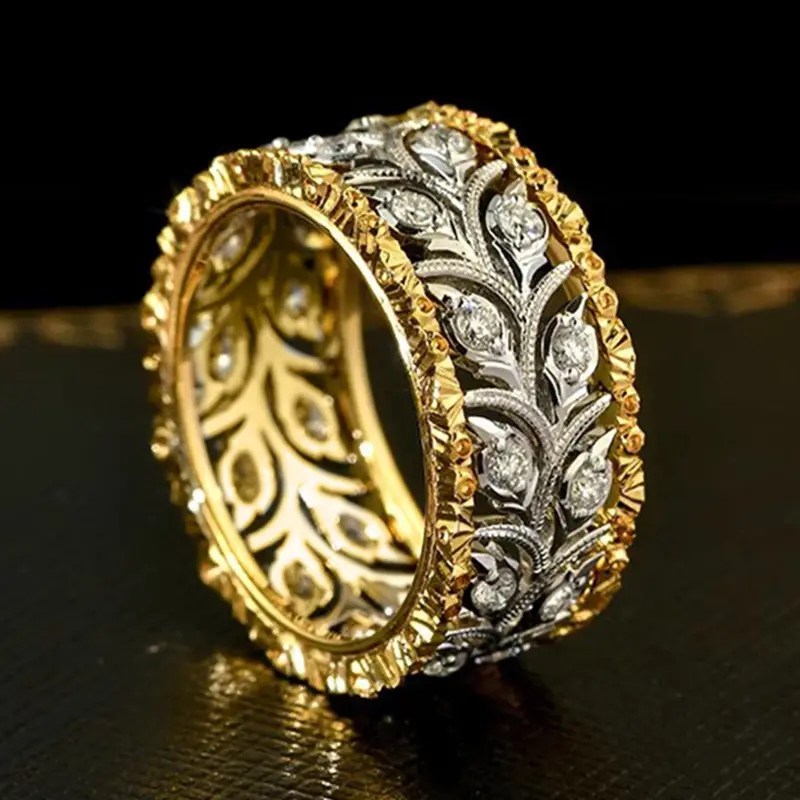 Hollow zirconia ivy gold ring "Cocktail Hour" – Elegant & refined