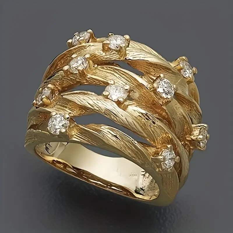 Layered golden zirconia ring "Romantic Dinner" – Elegant & refined