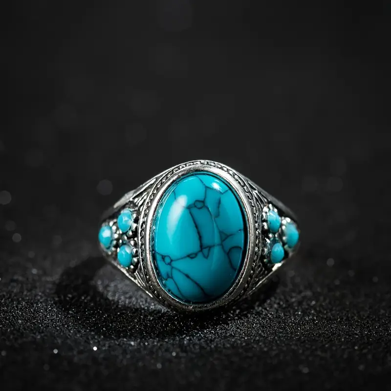 Blue polished stone silver ring "Sunday Picnic" – Timeless & chic