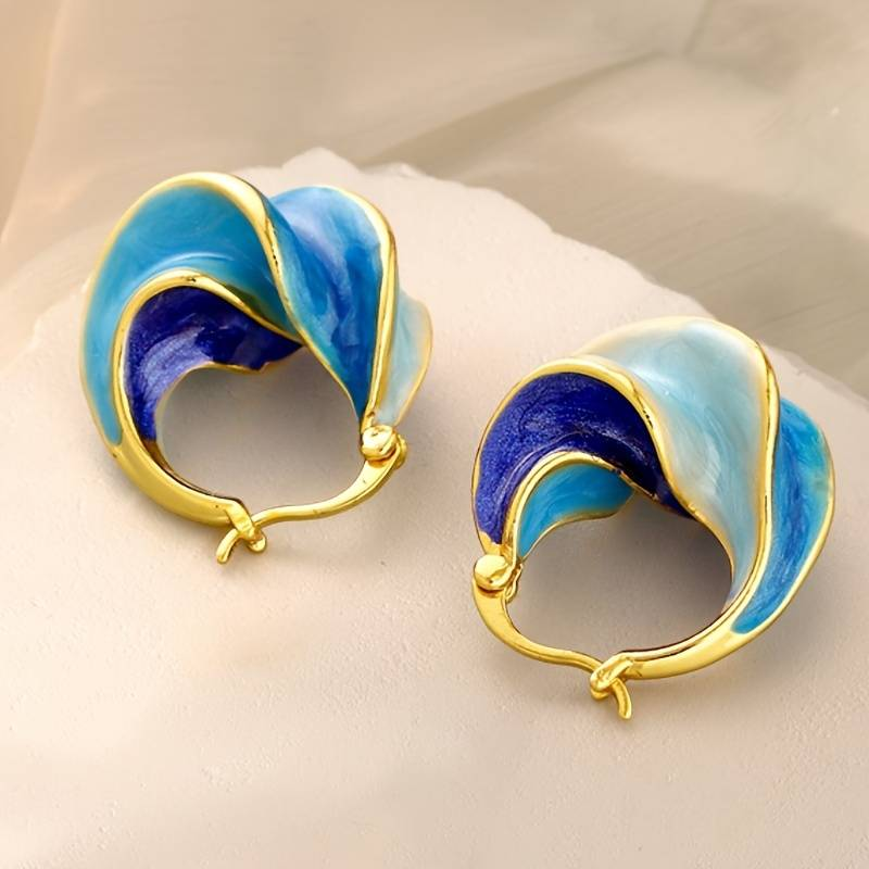 Blue enamel earrings "Garden Party" – Elegant & refined