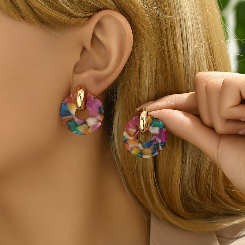 Vintage multicolour round earrings "Garden Party" – Elegant & refined