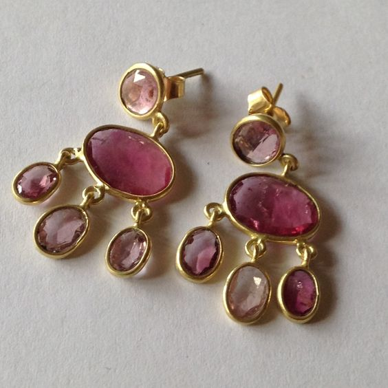 Vintage garnet stone rain earrings "Cocktail Hour" – Elegant & refined
