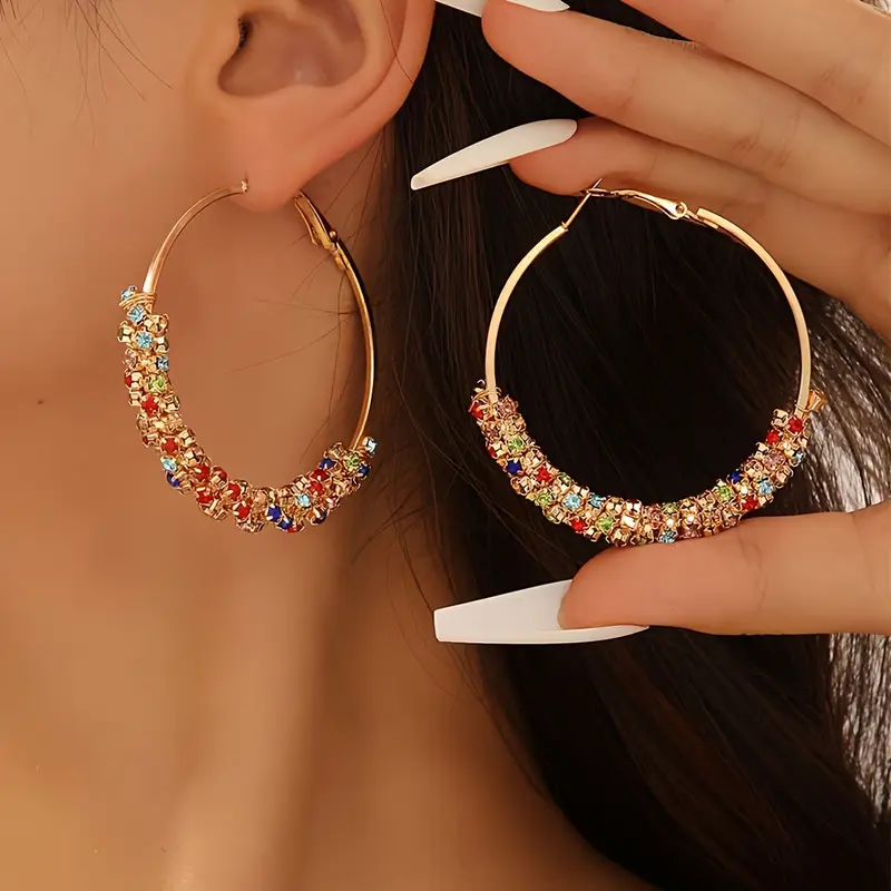 Colorful Crystals Hoop Earrings "Cocktail Hour" – Elegant & vibrant