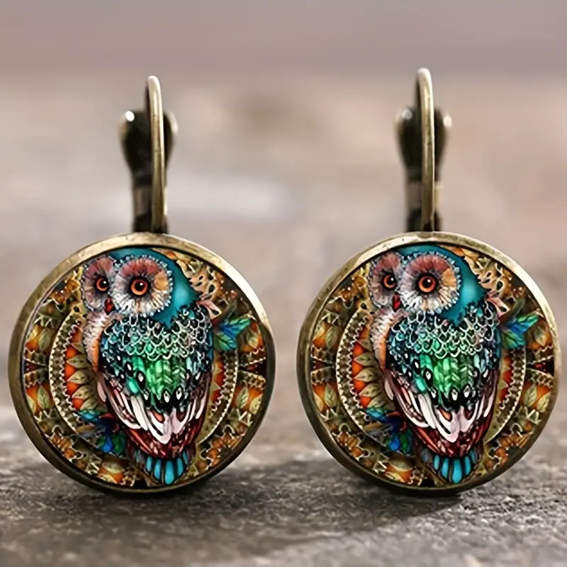 Rounded crystal owl earrings "Garden Party" – Elegant & refined