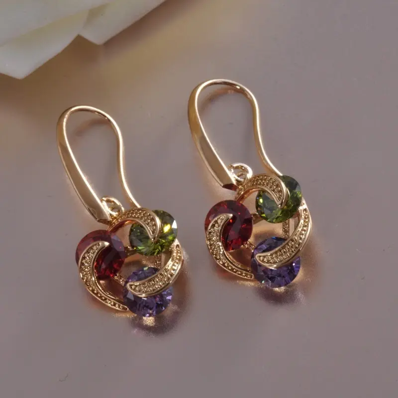Colorful zirconia gold earrings "Cocktail Hour" – Elegant & vibrant