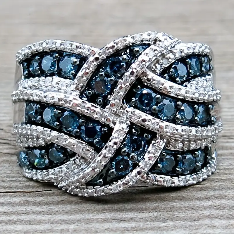 Bright braided blue silver ring "Sunday Picnic" – Timeless & chic
